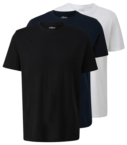 s.Oliver Herren 2155013 T-Shirt, blau|schwarz|weiß, M von s.Oliver