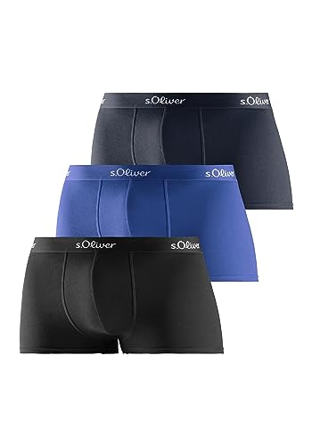 s.Oliver Herren 3X Boxer Basic_1 Boxershorts, blau Sortiert, L (3er Pack) von s.Oliver