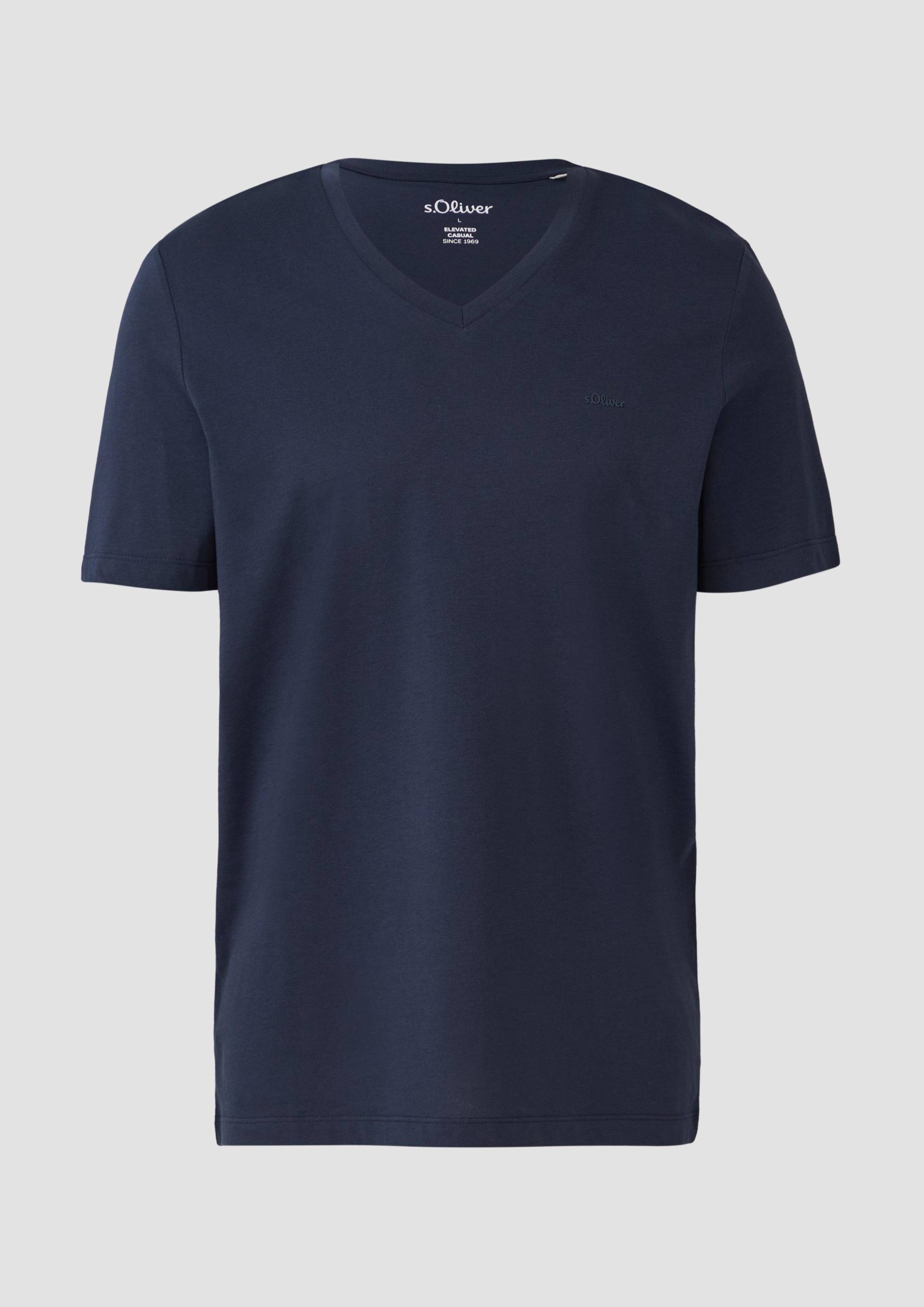 s.Oliver - Jersey-T-Shirt mit V-Ausschnitt und Logo, Herren, blau s.Oliver - Jersey-T-Shirt mit V-Ausschnitt und Logo, Herren, blau von s.Oliver