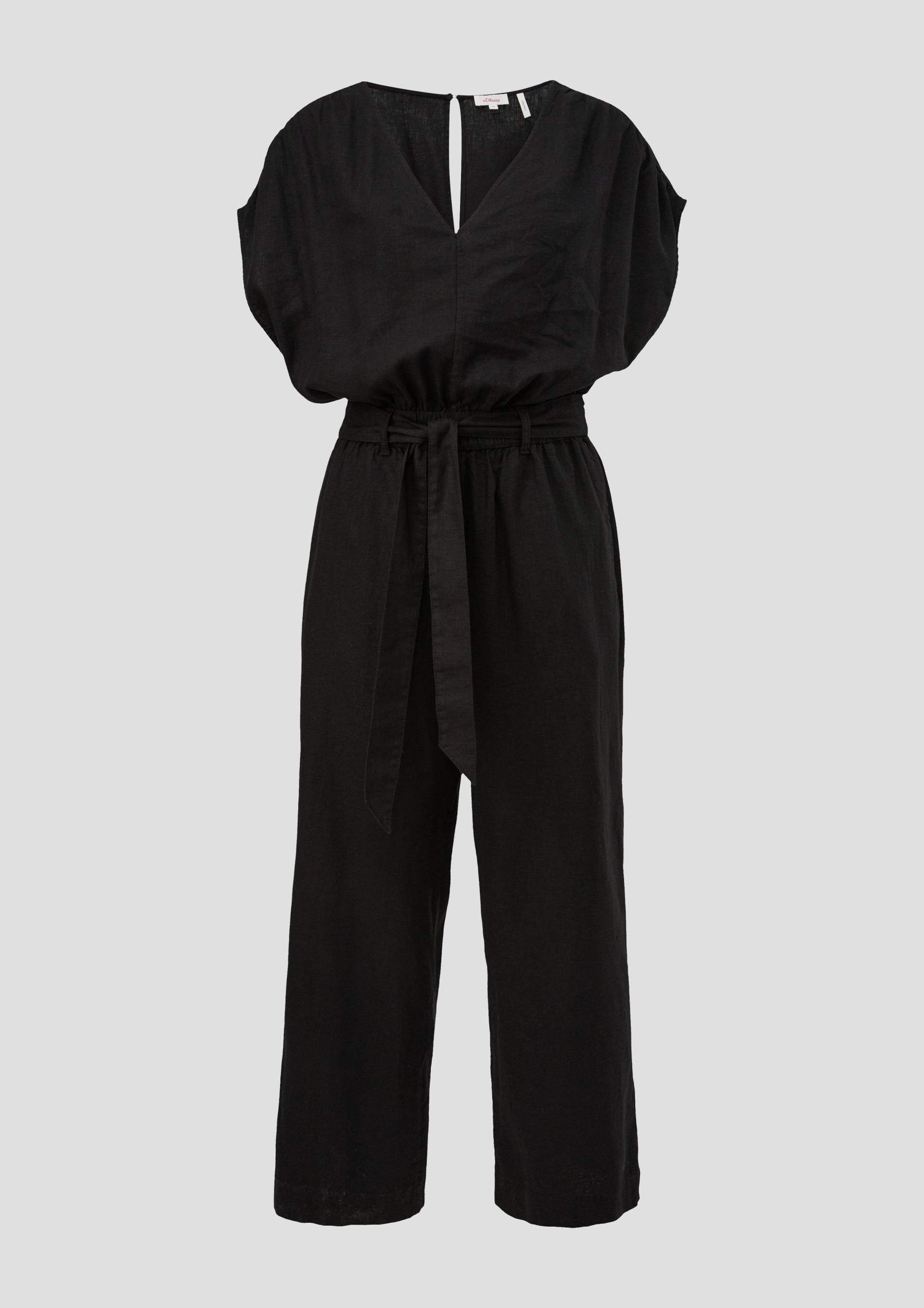 s.Oliver - Jumpsuit aus Leinenmix, Damen, schwarz von s.Oliver