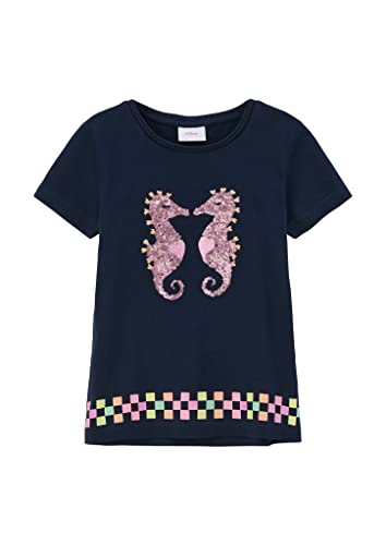 s.Oliver Junior Girls 2130569 T-Shirt mit Pailletten, blau 5952, 92/98 von s.Oliver