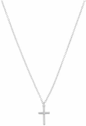 s.Oliver Kette mit Anhänger 925 Sterling Silber Mädchen Kinder Halsschmuck, mit Zirkonia synth., 37+3 cm, Silber, Kreuz, Kommt in Schmuck Geschenk Box, 2037783 von s.Oliver