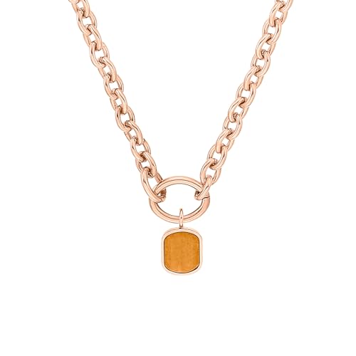 s.Oliver Kette mit Anhänger Edelstahl Damen Halsschmuck, mit Aventurin, 45+5 cm, Roségold, Kommt in Schmuck Geschenk Box, 2037969 von s.Oliver