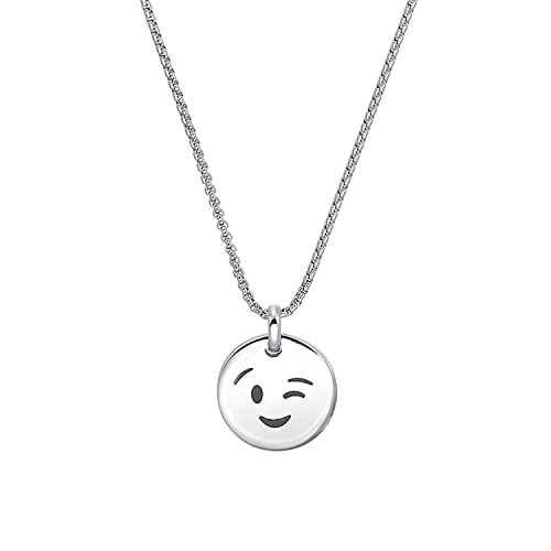 s.Oliver Kette mit Anhänger Edelstahl Jungen Kinder Halsschmuck, 40+3 cm, Silber, Smiley, Kommt in Schmuck Geschenk Box, 2034938 von s.Oliver