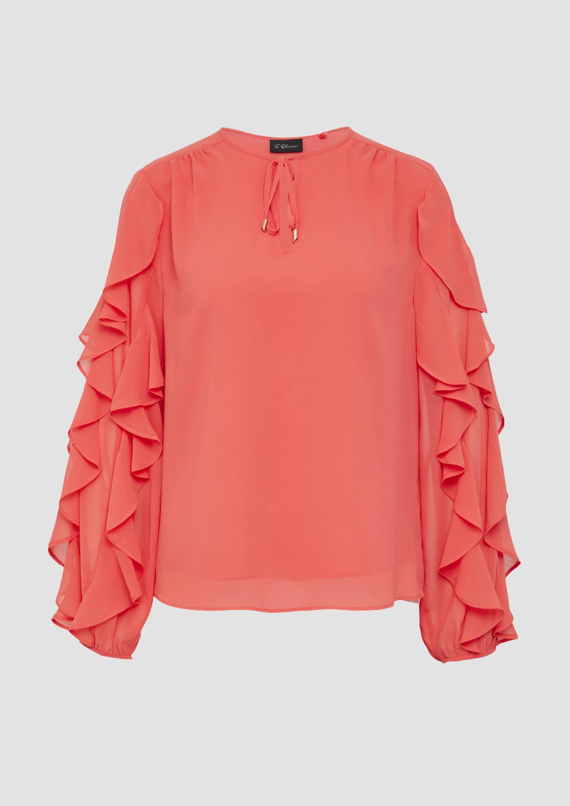 s.Oliver - Leichte Chiffonbluse mit Rüschenärmeln, Damen, rot s.Oliver - Leichte Chiffonbluse mit Rüschenärmeln, Damen, rot von s.Oliver