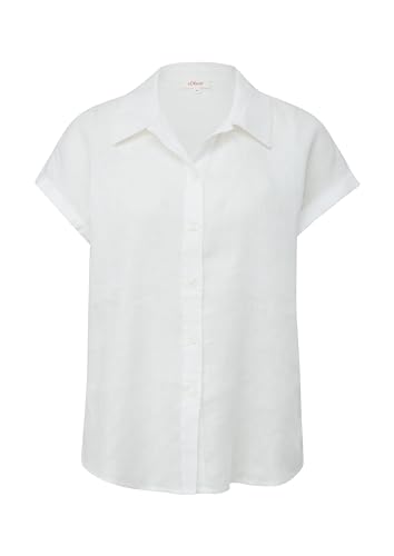 s.Oliver Damen 2147437 Leinen Bluse, Kurzarm, weiß 0100, 36 von s.Oliver