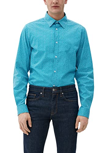 s.Oliver Men's 2127455 Hemd Langarm, Blue Green, M von s.Oliver