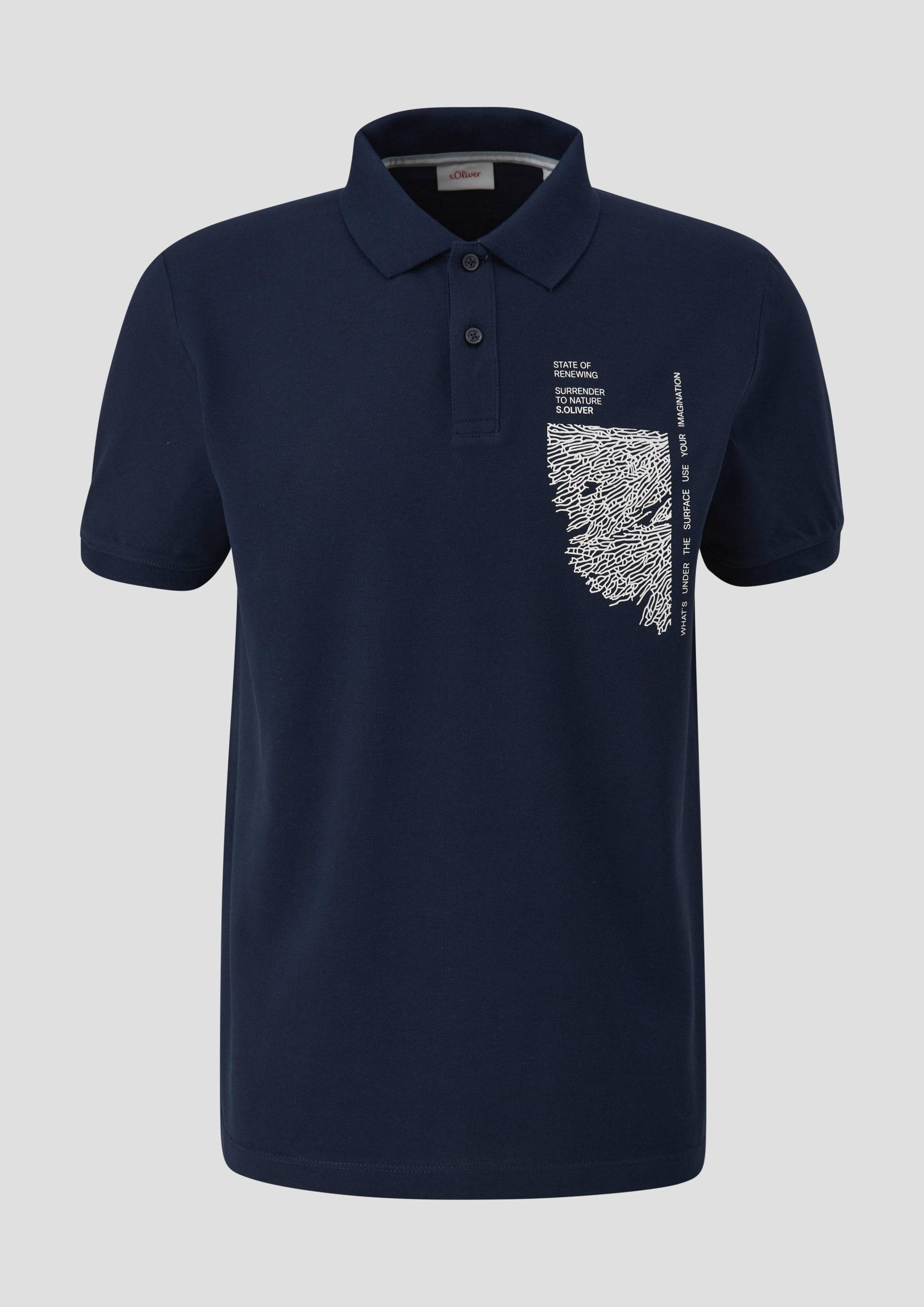 s.Oliver - Poloshirt mit Grafik-Print, Herren, blau von s.Oliver