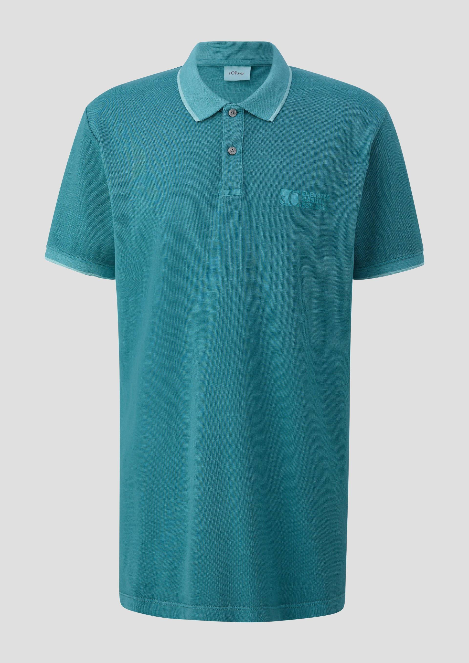 s.Oliver - Poloshirt mit Piquêstruktur und Logo-Print, Herren, Blau von s.Oliver