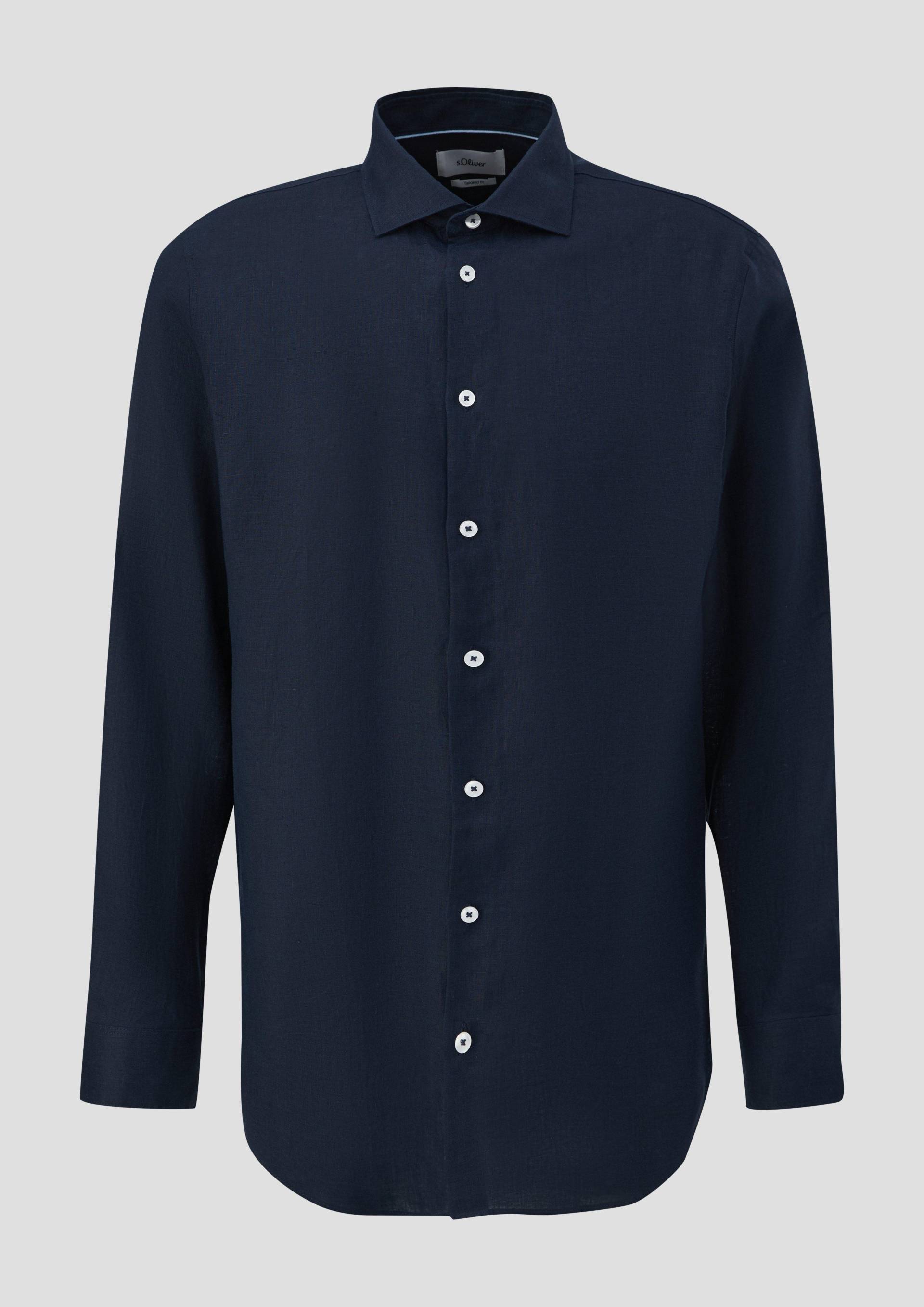 s.Oliver - Tailored Fit Hemd aus Leinen, Herren, blau von s.Oliver