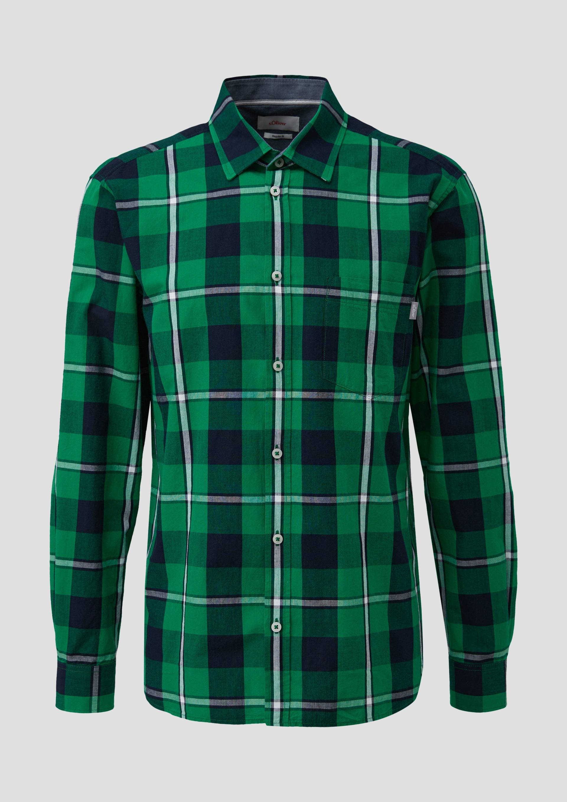 s.Oliver - Regular: Langarmhemd aus Baumwolle, Herren, grün von s.Oliver