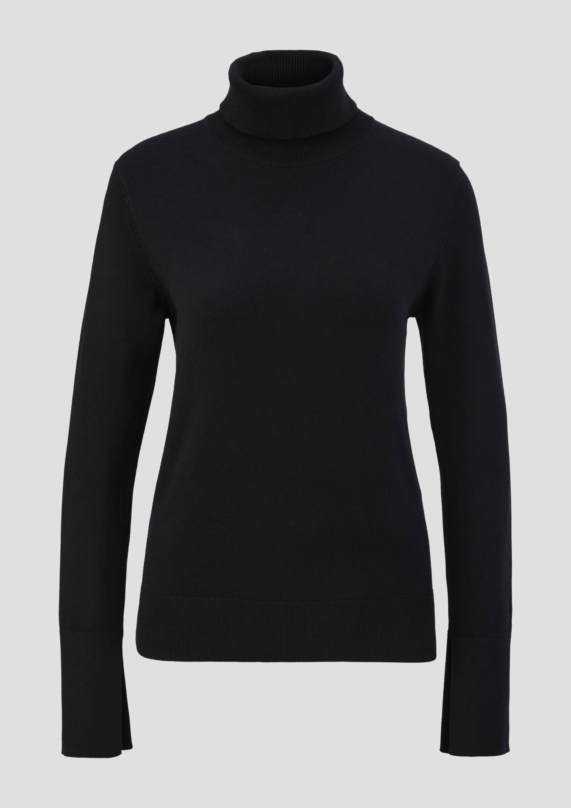 s.Oliver - Rollkragenpullover aus Viskosemix, Damen, schwarz von s.Oliver