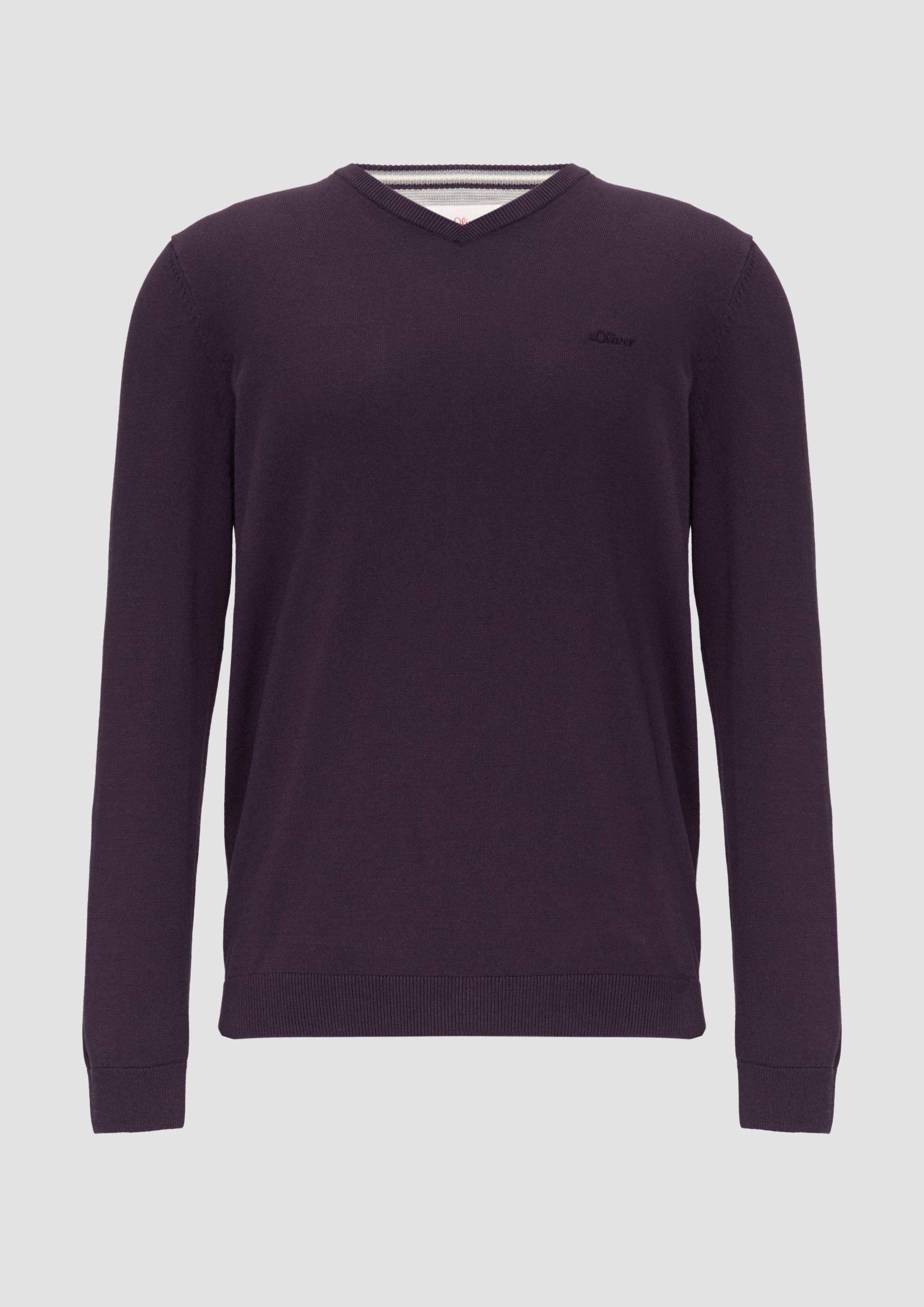 s.Oliver - Strickpullover mit Logo-Stickerei, Herren, lila s.Oliver - Strickpullover mit Logo-Stickerei, Herren, lila von s.Oliver
