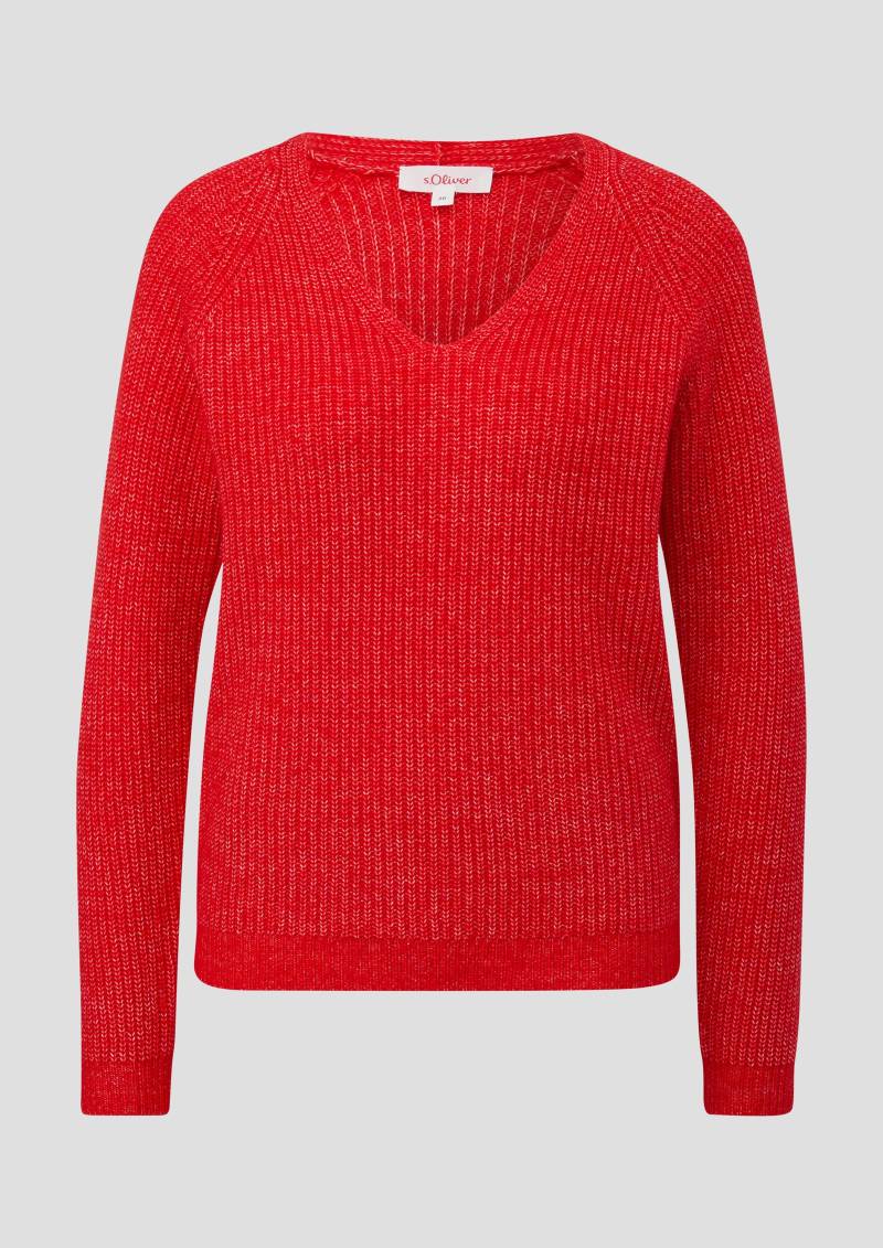 s.Oliver - Strickpullover mit Rippstruktur, Damen, rot von s.Oliver