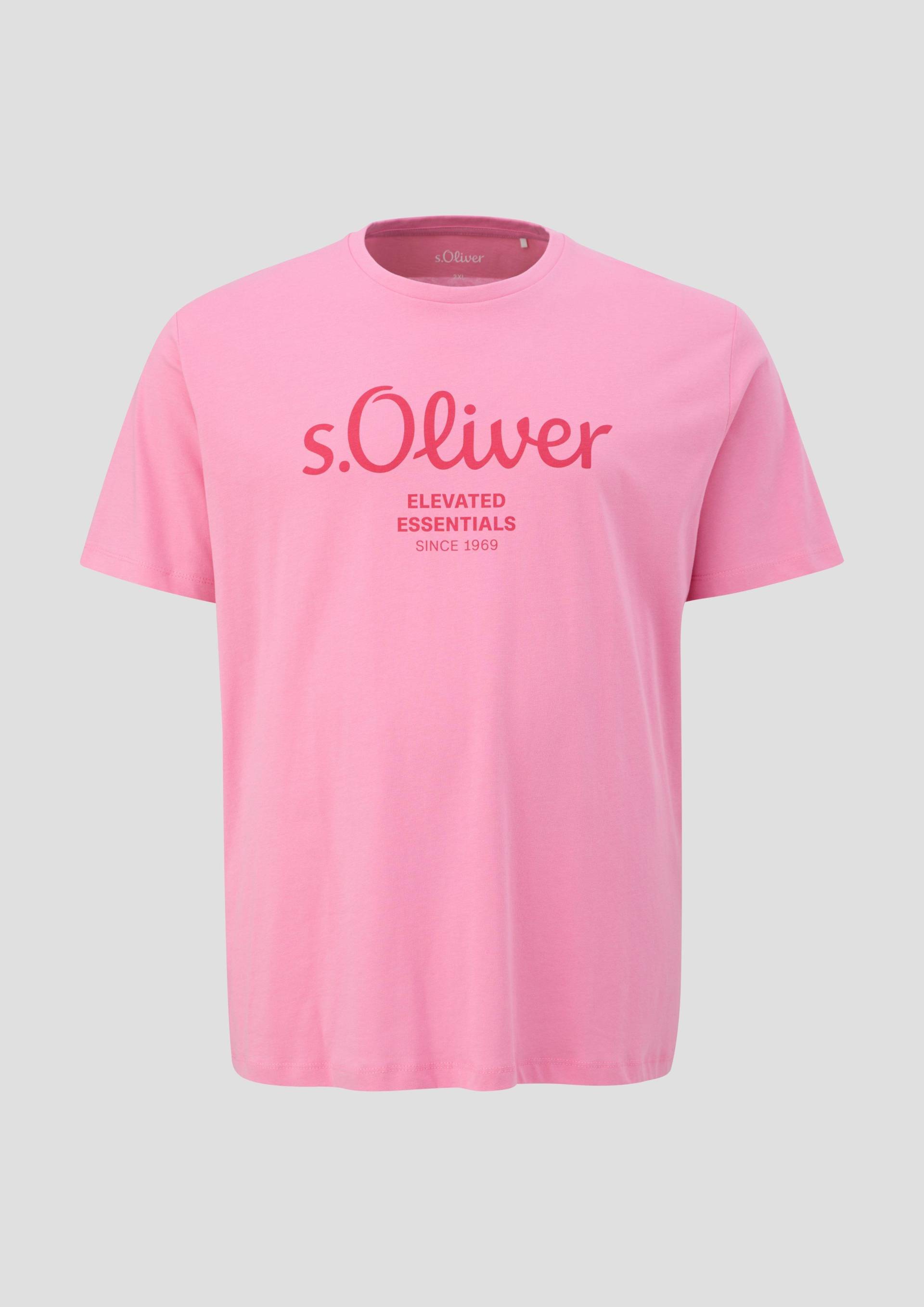 s.Oliver - T-Shirt mit Label-Print, Herren, Rosa von s.Oliver