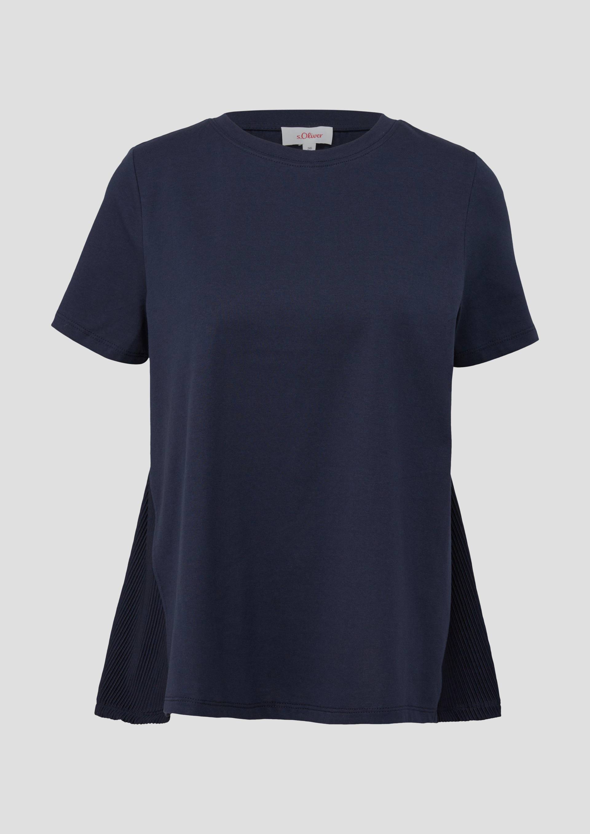 s.Oliver - T-Shirt mit Plisseefalten am Rücken, Damen, blau von s.Oliver