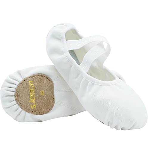 s.lemon Ballettschuhe,Elastische Leinen Geteilte Sohle Ballettschläppchen Ballet Schuhe Ballettschuhe für Kinder & Erwachsene Weiß 25EU von s.lemon