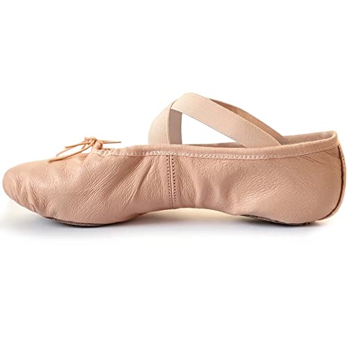 s.lemon Leder Ballettschuhe,Geteilte Sohle Rosa Tanzschuhe Ballettschläppchen für Mädchen Damen Pink 23 von s.lemon