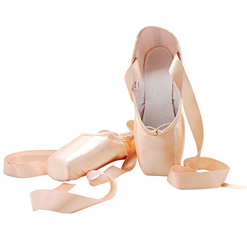 s.lemon Spitzenschuhe Tanz Ballett Pointe Schuhe Ballettschuhe Satin mit Band für Mädchen Frauen Rosa (35 EU) von s.lemon