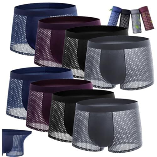 saVgu Zestniche Boxershorts aus Bambusfaser, atmungsaktiv, Box-Hero, Bambus-Boxershorts, Herren, Eisseide, Unterwäsche aus Bambus, 8-teiliges Set, L von saVgu