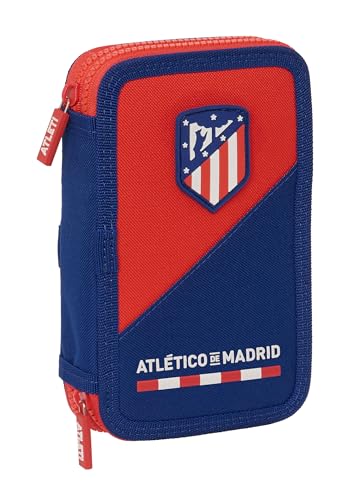 ATLETICO DE MADRID Federmäppchen für Kinder, Federmäppchen mit Farben, mit 28 Utensilien, ideal für Kinder von 5 bis 14 Jahren, bequem und vielseitig, Qualität und Widerstandsfähigkeit, 12,5 x 4 x von safta