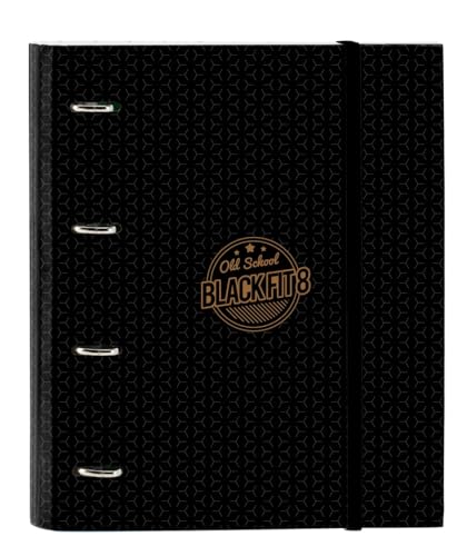 BLACKFIT8 OLD SCHOOL Ordner mit 4 Ringen, 35 cm, mit 100 A4-Blättern, ideal für Kinder verschiedener Altersgruppen, bequem und vielseitig, Qualität und Widerstandsfähigkeit, 27 x 3,5 x 32 cm, Schwarz BLACKFIT8 OLD SCHOOL Ordner mit 4 Ringen, 35 cm, mit 100 A4-Blättern, ideal für Kinder verschiedener Altersgruppen, bequem und vielseitig, Qualität und Widerstandsfähigkeit, 27 x 3,5 x 32 cm, Schwarz von safta