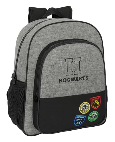 Harry Potter House OF CHAMPIONS Schulrucksack, Kinderrucksack, anpassbar an den Kinderwagen, ideal für Kinder im Schulalter, vielseitig einsetzbar, Qualität und Stärke, 32 x 12 x 38 cm, Grau von safta