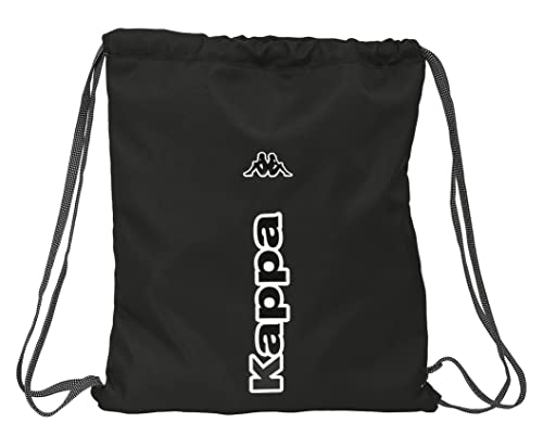 KAPPA Großer flacher Rucksack, Rucksack, ideal für Kinder verschiedener Altersgruppen, bequem und vielseitig, Qualität und Strapazierfähigkeit, 35 x 40 cm, Schwarz, Schwarz, Estándar, Casual von safta