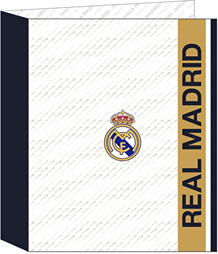 Ordner F. 4 Ringe, 35 mm, breiter Rücken, Real Madrid 1. Team. 23/24, weiß, Estándar, Casual von safta
