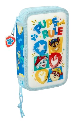 Paw Patrol PUPS RULE Schulmäppchen für Kinder, mit 28 nützlichen Utensilien, ideal für Kinder von 5 bis 14 Jahren, bequem und vielseitig, Qualität und Widerstandsfähigkeit, 12,5 x 4 x 19,5 cm, Blau, von safta