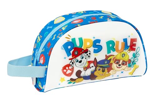 Paw Patrol PUPS Rule, große Kulturtasche für Kinder, anpassbar an den Wagen, ideal für Kinder von 5 bis 14 Jahren, bequem und vielseitig, Qualität und Widerstandsfähigkeit, 26 x 16 x 9 cm, Blau, blau, von safta