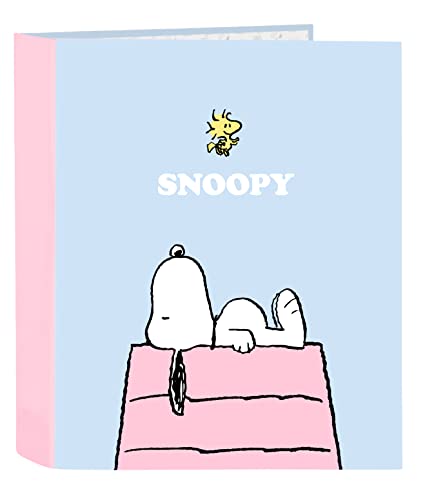 SNOOPY Imagine Folio-Ordner, 4 Ringe, ideal für Kinder verschiedener Altersgruppen, bequem und vielseitig, Qualität und Strapazierfähigkeit, 27 x 6 x 33 cm, Pastellblau von safta