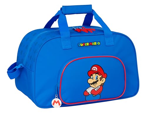 SUPER MARIO PLAY Sporttasche, Rucksack, ideal für Kinder unterschiedlichen Alters, bequem und vielseitig, Qualität und Widerstandsfähigkeit, 40 x 23 x 24 cm, Blau/Rot, blau/rot, Estándar, Casual von safta