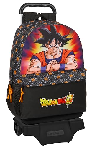 Safta DRAGON BALL Rucksack mit Trolley, ideal für Kinder unterschiedlichen Alters, bequem und vielseitig, Qualität und Stärke, 30 x 14 x 46 cm, Schwarz, Schwarz, Estándar, Casual von safta