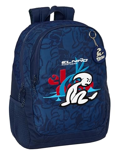 Safta EL KIND PARADISE Schulrucksack, ideal für Kinder unterschiedlichen Alters, bequem und vielseitig, Qualität und Widerstandsfähigkeit, 32 x 16 x 44 cm, Marineblau, marineblau, Estándar, Casual von safta