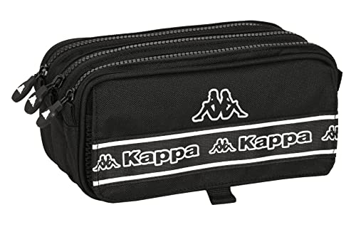 Safta KAPPA - Federmäppchen für Kinder, für Kinder, ideal für Kinder im Schulalter, bequem und vielseitig, Qualität und Widerstandsfähigkeit, 21,5 x 8 x 10 cm, Schwarz, Schwarz, Estándar, Casual von safta