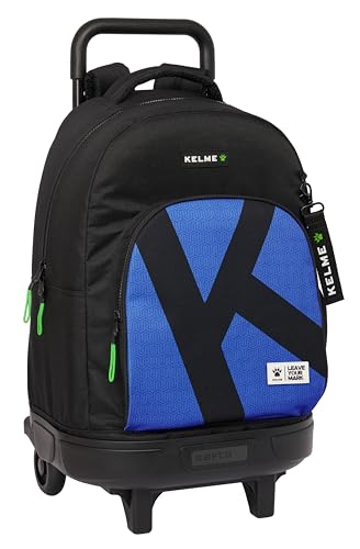 Safta KELME ROYAL Großer Rucksack mit Rädern, kompakt, abnehmbar, ideal für Kinder unterschiedlichen Alters, bequem und vielseitig, Qualität und Widerstandsfähigkeit, 33 x 22 x 45 cm, Schwarz, Schwarz von safta