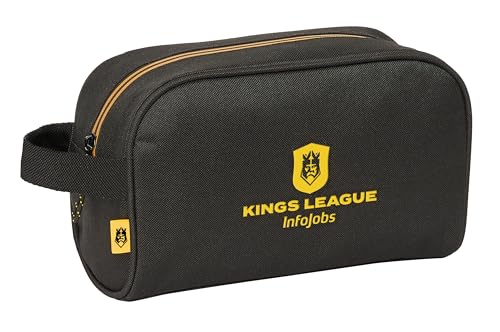 Safta Kings League Kulturbeutel für Kinder mit Griff, Kulturbeutel für Kinder, einfache Reinigung, bequem und vielseitig, Qualität und Widerstandsfähigkeit, 24 x 10 x 15 cm, Schwarz, Schwarz, von safta