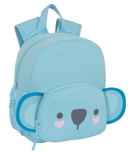 Safta Koala Neopren-Rucksack, Kinderrucksack, ideal für Kinder unterschiedlichen Alters, bequem und vielseitig, 20 x 9 x 25 cm, Hellblau, hellblau, Estándar, Casual von safta