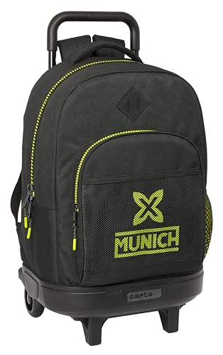 Safta MUNICH BEAT - Großer Rucksack mit Rollen, kompakt, abnehmbar, ideal für Kinder unterschiedlichen Alters, bequem und vielseitig, Qualität und Widerstandsfähigkeit, 33 x 22 x 45 cm, Schwarz, von safta