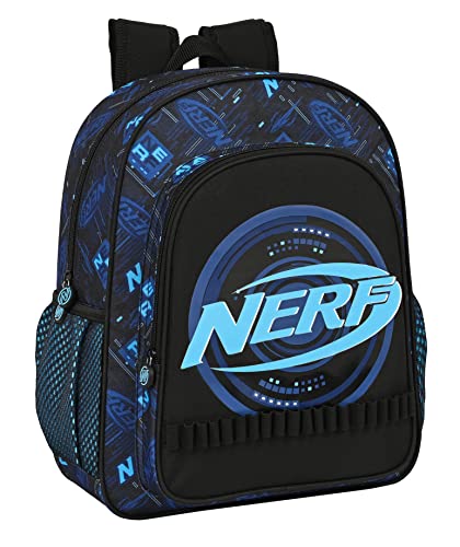 Safta NERF Boost Juniorrucksack, anpassbar, ideal für Kinder verschiedener Altersgruppen, bequem und vielseitig, Qualität und Strapazierfähigkeit, 32 x 12 x 38 cm, Schwarz, Schwarz, Estándar, Casual von safta