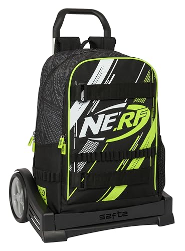 Safta NERF GET READY Schulrucksack, inklusive Evolution Trolley, ideal für Kinder unterschiedlichen Alters, bequem und vielseitig, Qualität und Robustheit, Schwarz, Schwarz , Estándar, Casual von safta