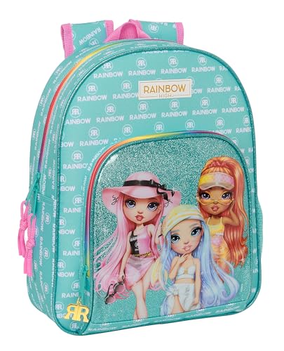 Safta RAINBOW HIGH PARADISE Kinderrucksack, Ideal für Kinder unterschiedlichen Alters, bequem und vielseitig, Qualität und Widerstandsfähigkeit, 28 x 10 x 34 cm, Türkis, Blau/Türkis, Estándar, Casual von safta