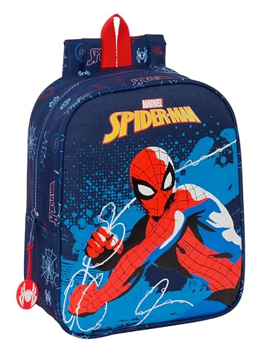 Safta SPIDERMAN NEON Kinderrucksack, Kinderrucksack, Schulrucksack, anpassbar an den Kinderwagen, ideal für Kindergarten, bequem und vielseitig, Qualität und Widerstandsfähigkeit, 22 x 10 x 27 cm, von safta