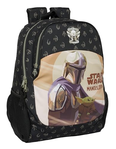 Safta THE MANDALORIAN THIS THE WAY Schulrucksack, ideal für Kinder unterschiedlichen Alters, bequem und vielseitig, Qualität und Widerstandsfähigkeit, 32 x 16 x 44 cm, Schwarz, Schwarz , Estándar, von safta