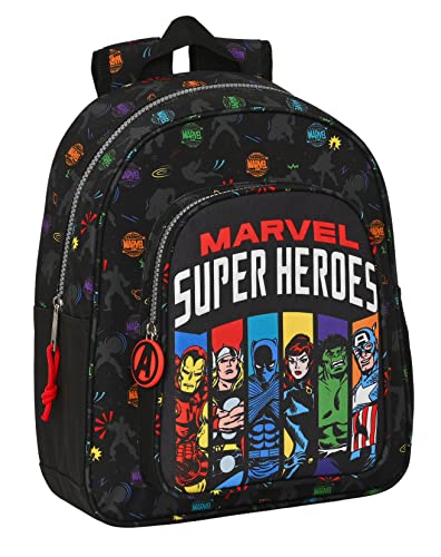 Safta Unisex Kinder M524 Avengers Super Heroes Schulrucksack, ideal unterschiedlichen Alters, bequem und vielseitig, Qualität und Widerstandsfähigkeit, 27 x 10 x 33 cm, Schwarz von safta