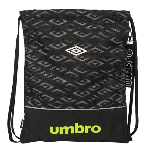 UMBRO LIMA Großer flacher Rucksack, Rucksack, ideal für Kinder unterschiedlichen Alters, bequem und vielseitig, Qualität und Widerstandsfähigkeit, 35 x 40 cm, Schwarz, Schwarz , Estándar, Casual von safta