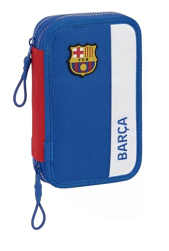 Safta F.C. Barcelona 2. Ausrüstungsetui für Kinder, Federmäppchen mit Farbe, mit 28 Utensilien, ideal für Kinder von 5 bis 14 Jahren, bequem und vielseitig, 12,5 x 4 x 19,5 cm, Blau und Burgunderrot, von safta