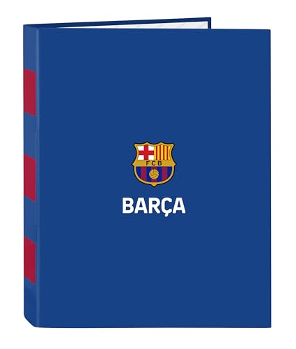 safta FC Barcelona 2. Teammappe mit Folios 4 Ringen, ideal für Kinder unterschiedlichen Alters, bequem und vielseitig, Qualität und Widerstandsfähigkeit, 26,5 x 33 cm, Blau und Burgunderrot, von safta