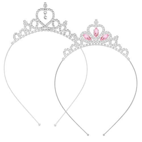 2 Stück Prinzessin Krone, Haar Tiara Strass Hoop, Herzkrone, Rosa Diamanten Tiara Kristall für Frauen Hochzeit Abschlussball Party von salbsever